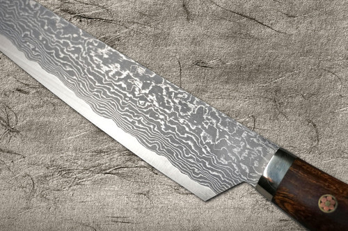 Shigeki Tanaka 33-Layer R2(SG2) Damascus IR Japanese Chef's Slicer(Sujihiki) 240mm with Desert Ironwood Handle 