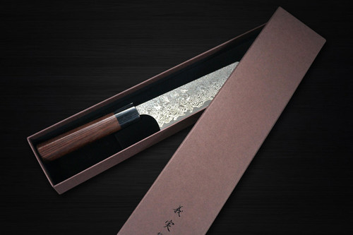 Yoshimi Kato 63 Layer VG10 Black Damascus RS Japanese Chefs Petty KnifeUtility 120mm with Black-Ring Round Handle
