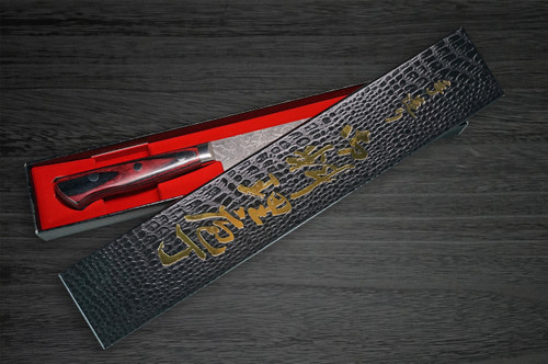 Yoshimi Kato 63 Layer VG10 Black Damascus PW Japanese Chefs Petty KnifeUtility 150mm with Laminated Wood Handle