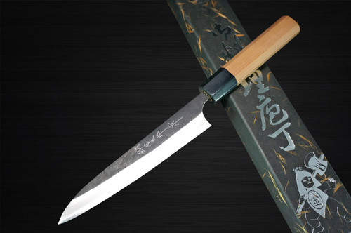 Yoshimi Kato Aogami Super Clad Kurouchi AC Japanese Chef's Petty Knife(Utility) 120mm with Black Cherry Octagonal Handle 