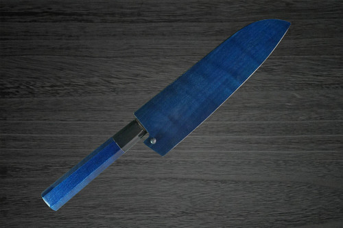 Indigo dyed Magnolia Saya Sheath for 180mm Santoku Knife