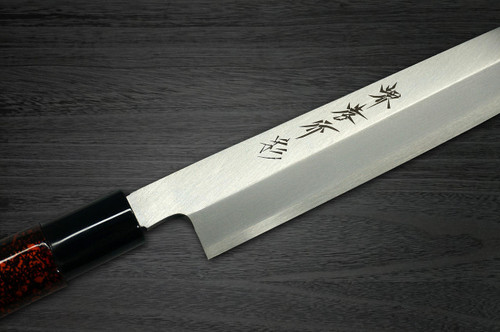Sakai Takayuki Shikisai Kasumitogi White steel Japanese Chefs YanagibaSashimi 240mm Kincha with Saya Sheath