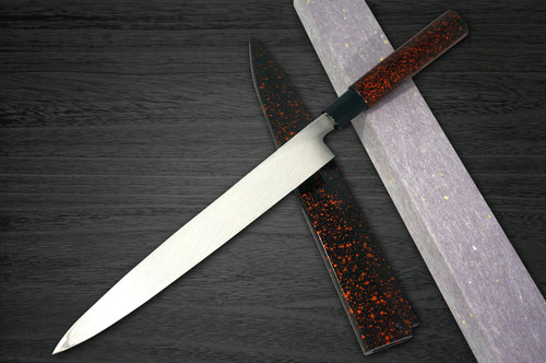 Sakai Takayuki Shikisai Kasumitogi White steel Japanese Chefs YanagibaSashimi 240mm Kincha with Saya Sheath
