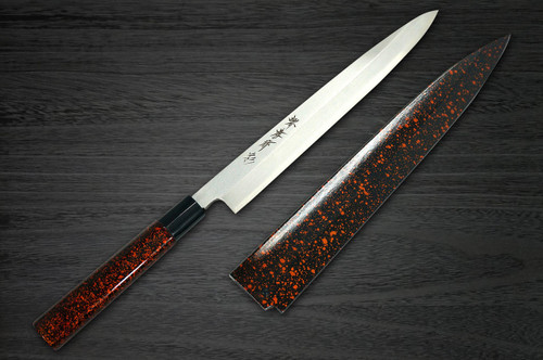 Sakai Takayuki Shikisai Kasumitogi White steel Japanese Chefs YanagibaSashimi 270mm Kincha with Saya Sheath