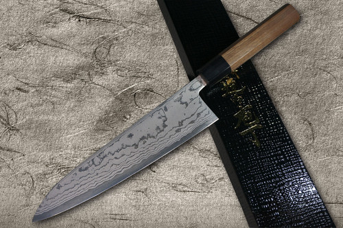 Shigeki Tanaka Aogami Nr.2 Damast WN Japanisches Koch-Gyuto-Messer 210 mm mit Walnussgriff
