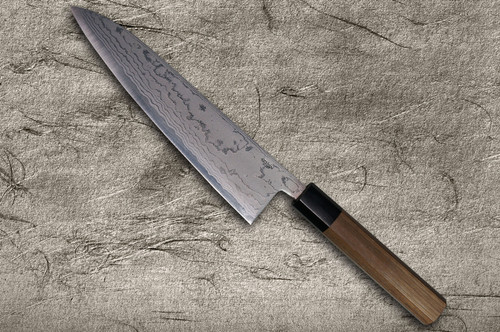 Shigeki Tanaka Aogami Nr.2 Damast WN Japanisches Koch-Gyuto-Messer 210 mm mit Walnussgriff