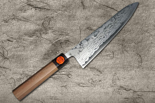 Shigeki Tanaka Aogami No.2 Damascus WN Japanese Chef's Gyuto Knife 270mm with Walnut Handle 