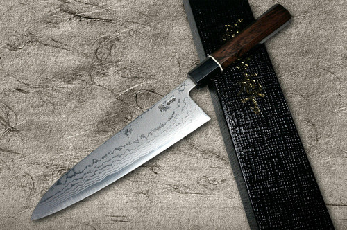 Shigeki Tanaka Aogami No.2 Damascus EB Japanese Chefs Gyuto Knife 210mm with Ebony Handle