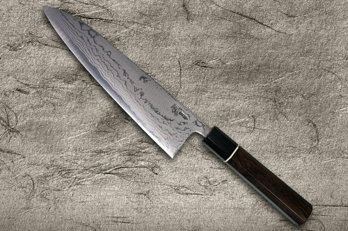 Shigeki Tanaka Aogami No.2 Damascus EB Japanese Chefs Gyuto Knife 210mm with Ebony Handle