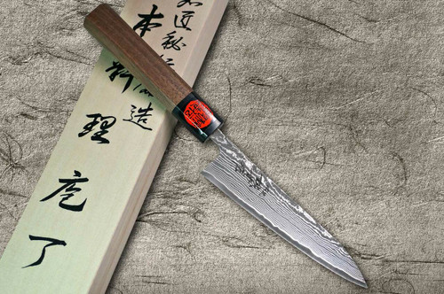 Shigeki Tanaka 33-Layer R2SG2 Damascus Harukaze Japanese Chefs Petty KnifeUtility 150mm with Walnut Handle
