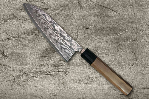 Shigeki Tanaka 33-Layer R2SG2 Damascus Harukaze Japanese Chefs Santoku Knife 165mm with Walnut Handle