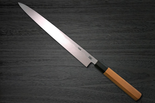 Yoshihiro Aogami No.1 Wave Aonamiuchi B1HC-Y Japanese Chefs YanagibaSashimi 270mm with Saya Sheath and Yew Handle