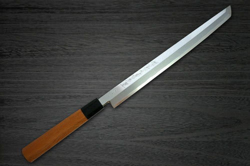 Yoshihiro Aogami No.1 Wave Aonamiuchi B1HC-Y Japanese Chefs Sakimaru-TakohikiSashimi 270mm with Saya Sheath and Yew Handle