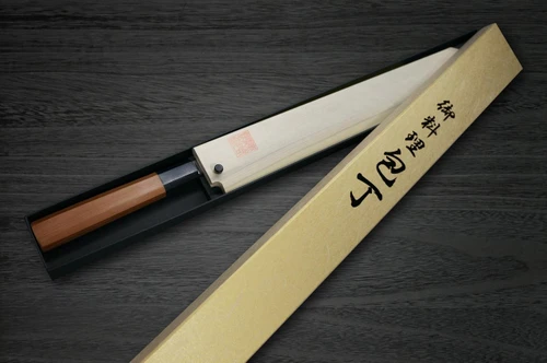 Yoshihiro Aogami No.1 Wave Aonamiuchi B1HC-Y Japanese Chef's Kiritsuke-Yanagiba(Sashimi) 300mm with Saya Sheath and Yew Handle 