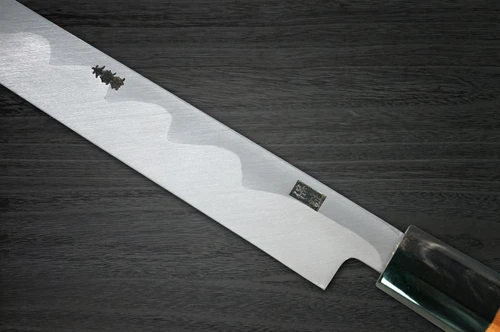 Yoshihiro Aogami No.1 Wave Aonamiuchi B1HC-Y Japanese Chef's Kiritsuke-Yanagiba(Sashimi) 300mm with Saya Sheath and Yew Handle 