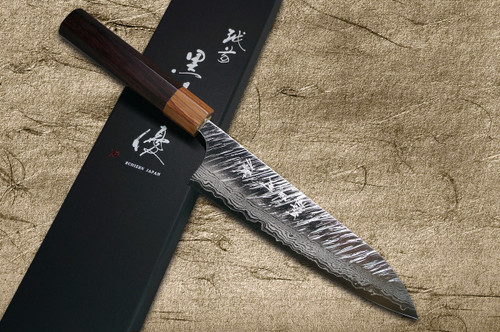 Yu Kurosaki VG10 Damascus FUJIN WA RS8H Japanese Chefs Gyuto Knife 180mm with Brown-Ring Octagonal Handle