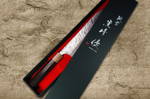 Yu Kurosaki VG10 Damascus FUJIN WA RS8H Japanese Chefs Gyuto Knife 180mm with Brown-Ring Octagonal Handle