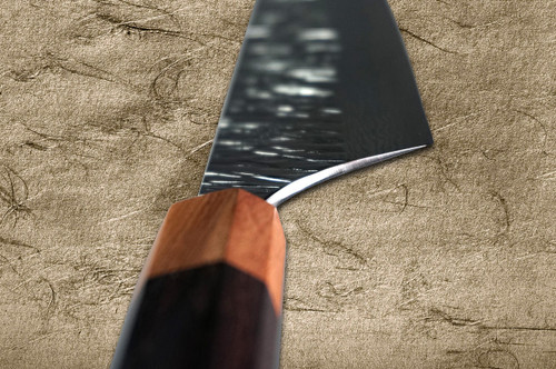 Yu Kurosaki VG10 Damascus FUJIN WA RS8H Japanese Chefs Gyuto Knife 180mm with Brown-Ring Octagonal Handle