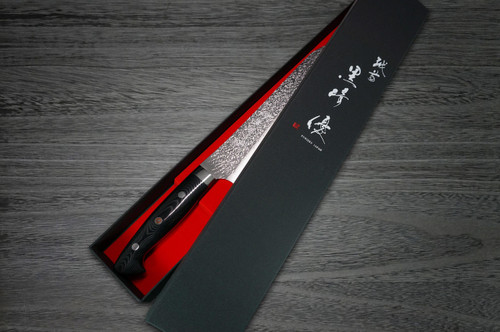 Yu Kurosaki R2SG2 Hammered SHIZUKU Custom MCBC Japanese Chefs Gyuto Knife 240mm with Black Micarta Handle