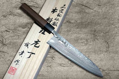 Shigeki Tanaka 33-Layer R2SG2 Damascus Harukaze Japanese Chefs Gyuto Knife 180mm with Walnut Handle