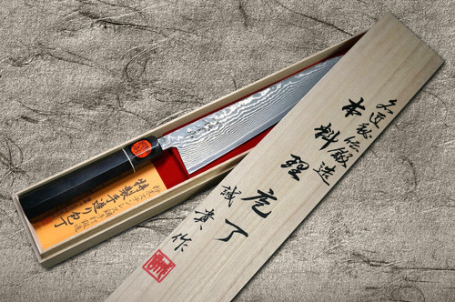 Shigeki Tanaka 33-Layer R2SG2 Damascus Habakiri Japanese Chefs Gyuto Knife 270mm with Ebony Handle