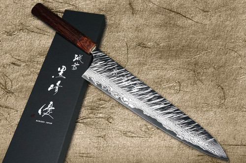 Yu Kurosaki VG10 Damascus FUJIN WA RS8H Japanese Chefs Gyuto Knife 270mm with Brown-Ring Octagonal Handle
