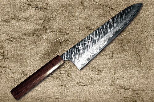 Yu Kurosaki VG10 Damascus FUJIN WA RS8H Japanese Chefs Gyuto Knife 270mm with Brown-Ring Octagonal Handle