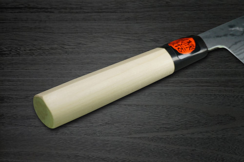 Coltello Santoku da Chef Giapponese MB in Damasco Aogami No.2 di Shigeki Tanaka 165mm con Manico in Legno di Magnolia