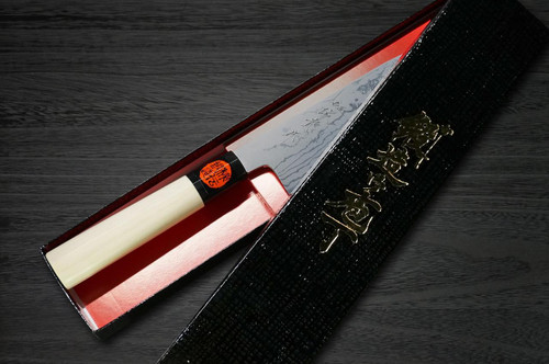 Shigeki Tanaka Aogami Nr.2 Damast MB Japanisches Koch-Santoku 165mm mit Magnolienholzgriff