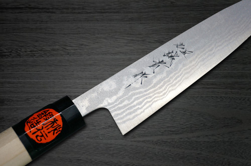 Couteau Petty (utilitaire) japonais de chef Shigeki Tanaka Aogami No.2 Damas MB 150 mm avec manche en bois de magnolia