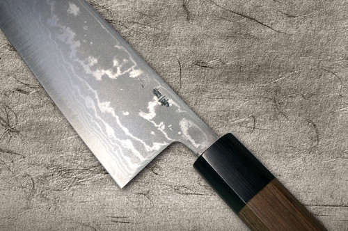 Shigeki Tanaka Aogami No.2 Damascus WN Japanese Chef's Santoku Knife 165mm with Walnut Handle