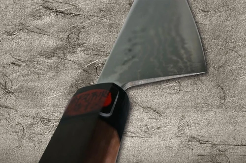 田中重树青纸二号大马士革 WN 日本厨师三德刀 165mm 胡桃木柄