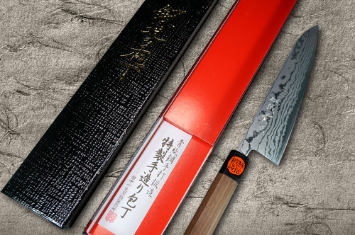 Shigeki Tanaka Aogami No.2 Damascus WN Japanese Chef's Kengata-Gyuto Knife 180mm with Walnut Handle