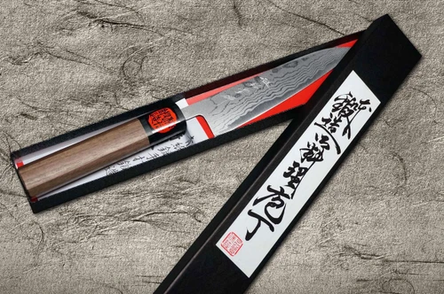 Shigeki Tanaka Aogami No.2 Damascus WN Japanese Chef's Petty Knife(Utility) 150mm with Walnut Handle 