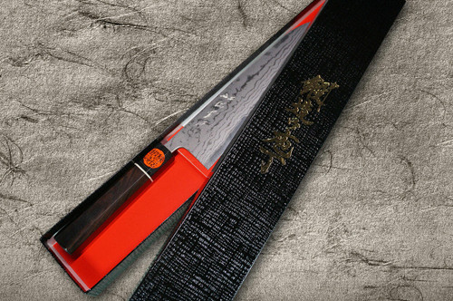 Shigeki Tanaka Aogami No.2 Damascus EB Japanese Chefs Kengata-Gyuto Knife 180mm with Ebony Handle