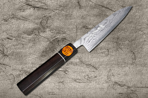 田中重幸 青纸2号大马士革EB日本厨师小刀（多用途）135mm 乌木柄