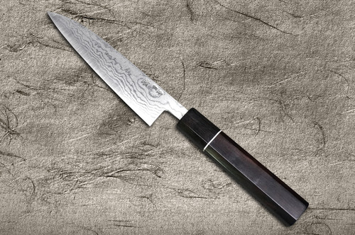 田中重幸 青纸2号大马士革EB日本厨师小刀（多用途）135mm 乌木柄