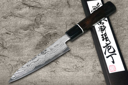 田中重幸 青纸2号大马士革EB日本厨师小刀（多用途）150mm 乌木柄