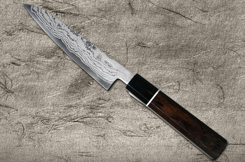 田中重幸 青纸2号大马士革EB日本厨师小刀（多用途）150mm 乌木柄