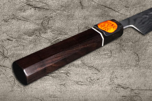 Shigeki Tanaka Aogami Nr.2 Damast EB Japanisches Koch-Pettymesser (Universalmesser) 150mm mit Ebenholzgriff