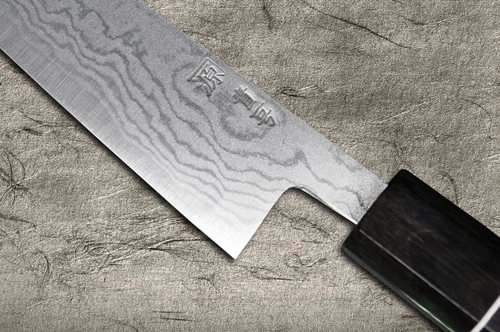 Shigeki Tanaka Aogami Nr.2 Damast EB Japanisches Koch-Pettymesser (Universalmesser) 150mm mit Ebenholzgriff