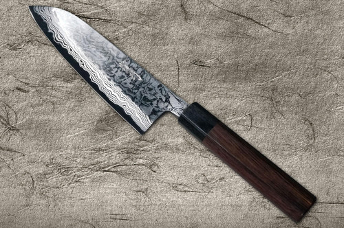 Takayuki Iwai Aogami No.2 Damascus FUMON RS Japanese Chef's Santoku Knife 165mm 
