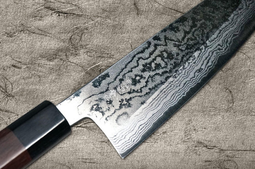 Takayuki Iwai Aogami No.2 Damascus FUMON RS Japanese Chef's Santoku Knife 165mm 