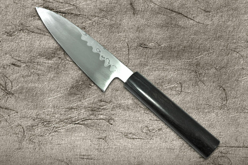 Takayuki Iwai Shirogami No.1 Damascus FUMON RS Japanese Chefs Deba Knife 135mm