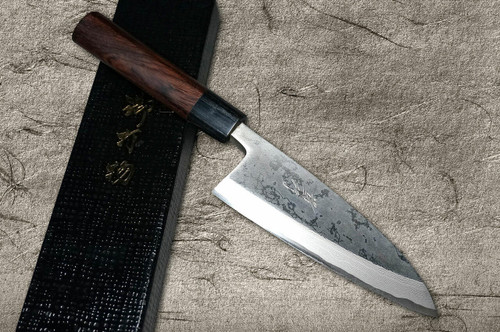 Takayuki Iwai Shirogami No.1 Damascus FUMON RS Japanese Chefs Deba Knife 135mm