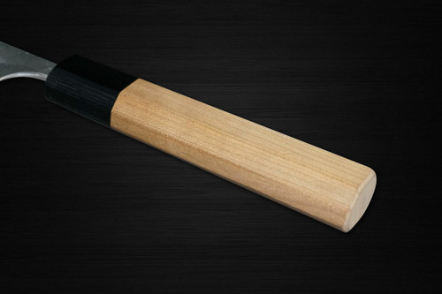 Yoshimi Kato Aogami Super Clad Nashiji AC Japanese Chefs Petty KnifeUtility 150mm with Black Cherry Octagonal Handle