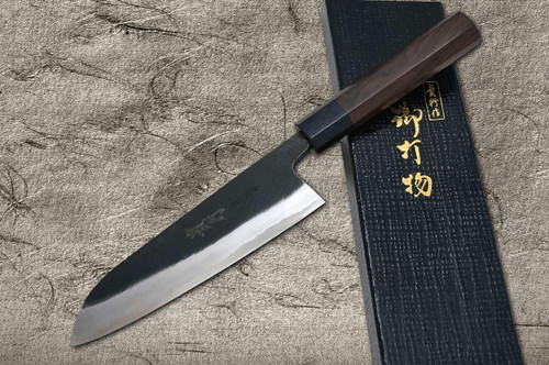 Takayuki Iwai Aogami Super Clad Kurouchi RS Japanese Chef's Santoku Knife 165mm 