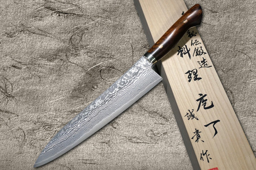 Shigeki Tanaka 33-Layer R2(SG2) Damascus IR Japanese Chef's Gyuto Knife 240mm with Desert Ironwood Handle 
