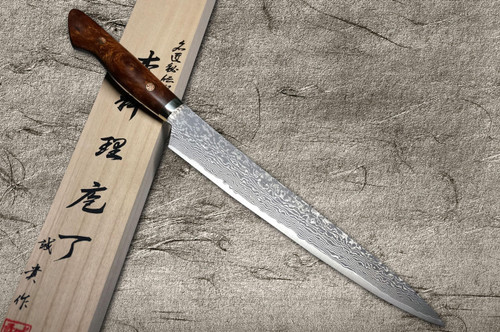 Shigeki Tanaka 33-Layer R2(SG2) Damascus IR Japanese Chef's Slicer(Sujihiki) 270mm with Desert Ironwood Handle 