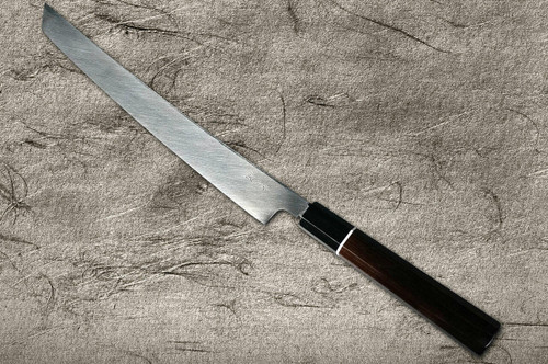 Shigeki Tanaka VG10 Damascus SENKO Japanese EB Chefs Sakimaru-TakohikiSashimi 300mm with Ebony Handle